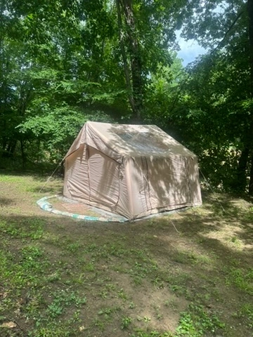 Group tent at River's Edge Primitive Camping