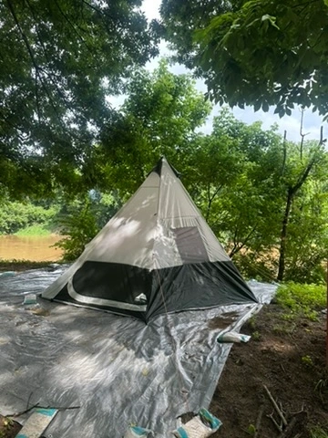 Honeymoon tent view of the Yadkin River
