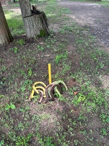Horseshoes and outside games at River's Edge Primitive Camping